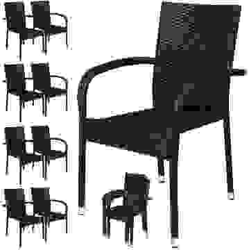 Polyrattan Stapelstuhl Comfort 8er-Set Schwarz
