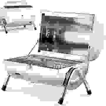 Edelstahlgrill mit Doppel-Grillfläche tragbar