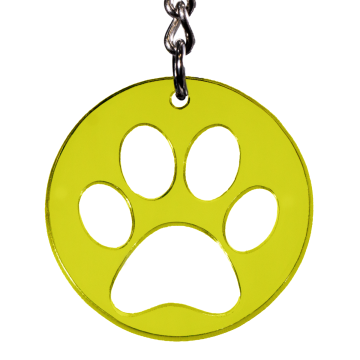 Hunde Schlüsselanhänger Pfote Hundepfote Transparent farbig Geschenkidee Gelb