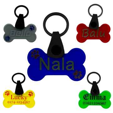 Hundemarke Knochen mit Gravur Personalisierter Hundeanhänger