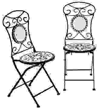 Mosaikstuhl FLORA 2er-Set mit Metallgestell