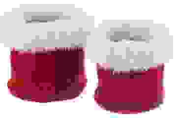 Set Von 2 Übertöpfen Textil Plüsch Rot/Weiß