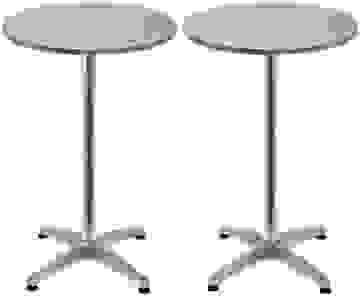 Stehtisch 2er-Set Silber Alu Ø60cm höhenverstellbar und klappbar