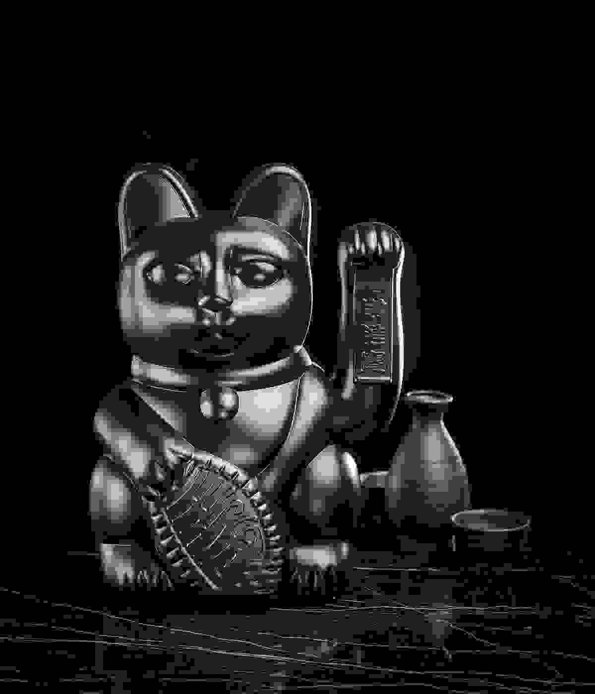 Winkekatze Lucky Cat Large Black