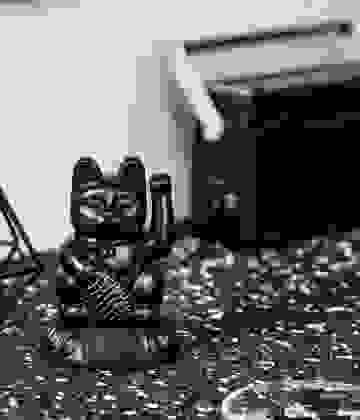 Winkekatze Lucky Cat Solar Black