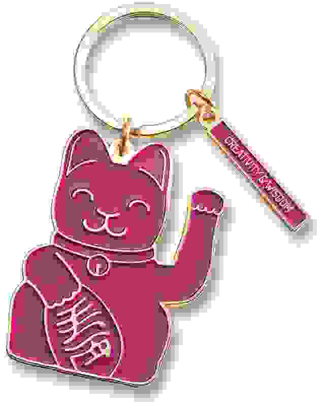 Maneki Neko Winkekatzen-Schlüsselanhänger Lila