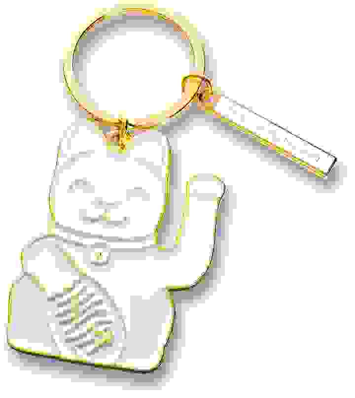 Maneki Neko Winkekatzen-Schlüsselanhänger weiß