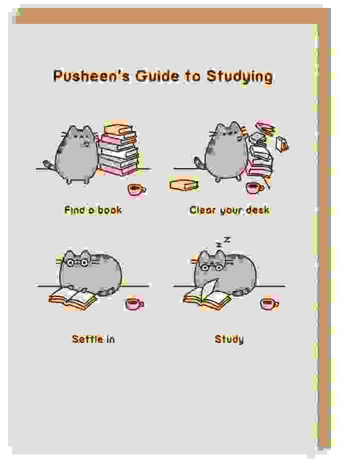 Pusheen’s Guide To Studying Grußkarte