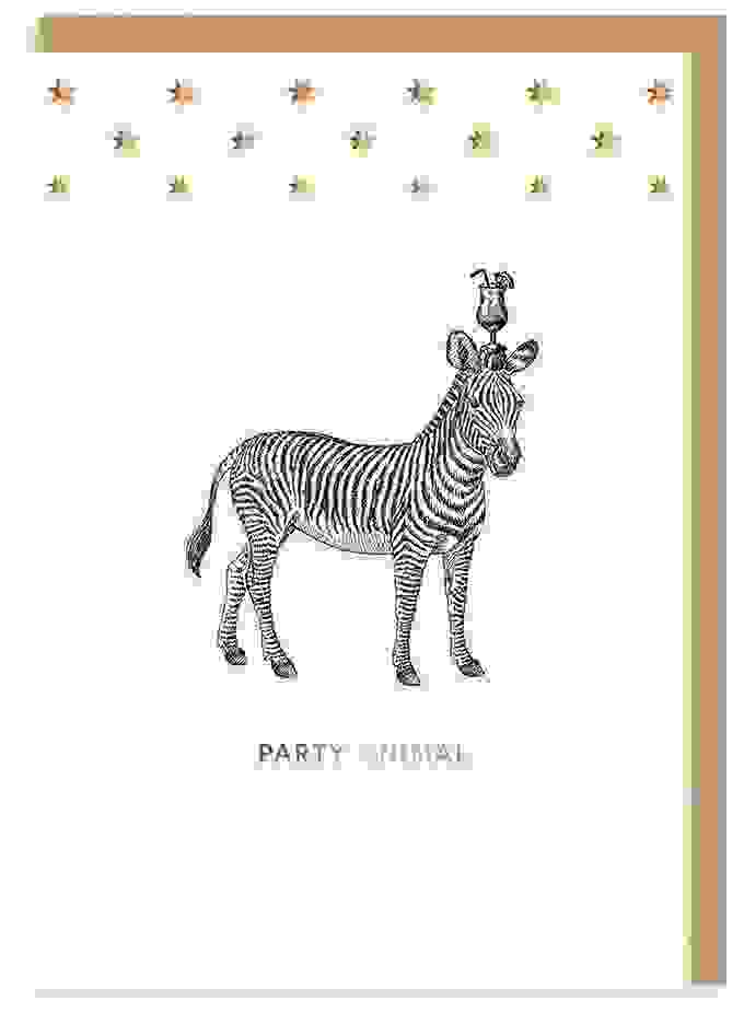 Mono Party Animal Zebra Grußkarte