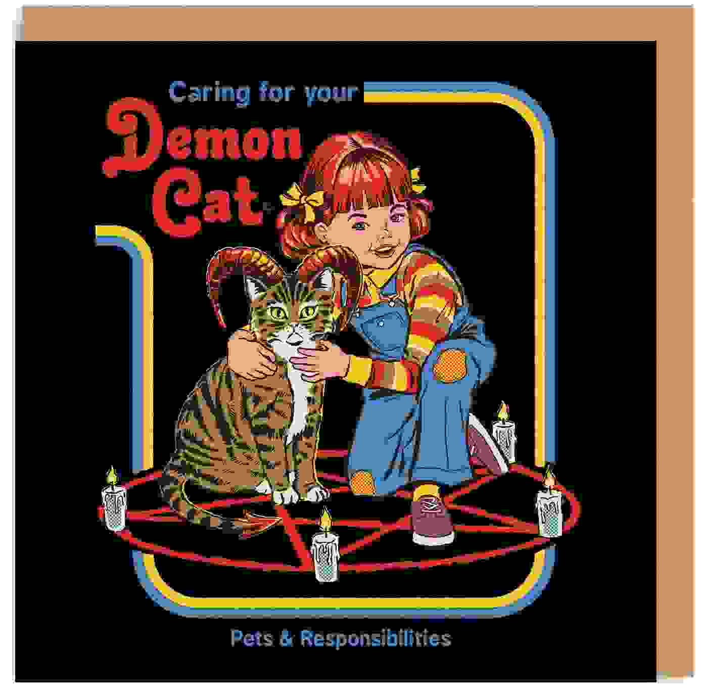 Caring For Your Demon Cat Grußkarte