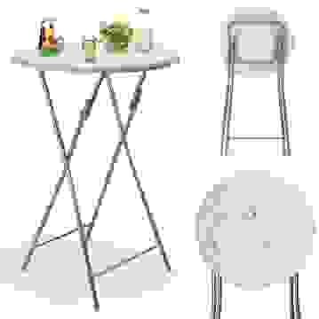 Stehtisch Weiß Marmoroptik Ø60cm klappbar