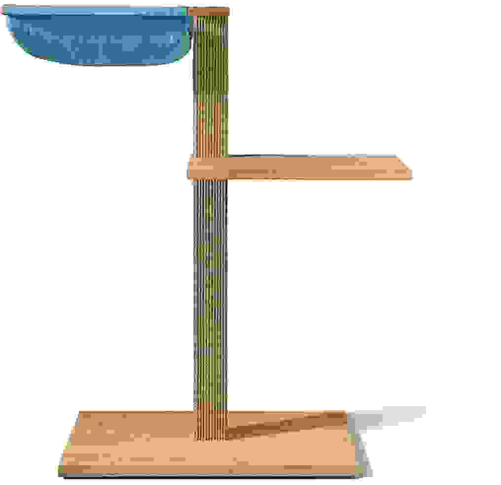 VIU-2 Kratzbaum – Eiche Weiß Beige / Pazifikblau