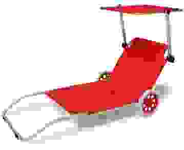 Casaria Lounger Mobile Kreta Rot Aluminium mit 2 Rädern