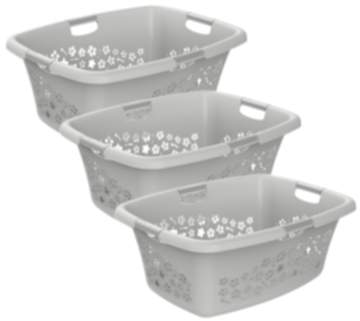 3er Set Wäschekorb 50l FLOWERS