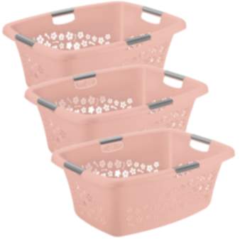 3er Set Wäschekorb 50l FLOWERS