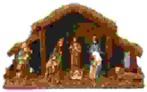 Allgemeine Krippe mit Beleuchtung - Batteriebetrieben - 39 x 15 x 22,5 cm