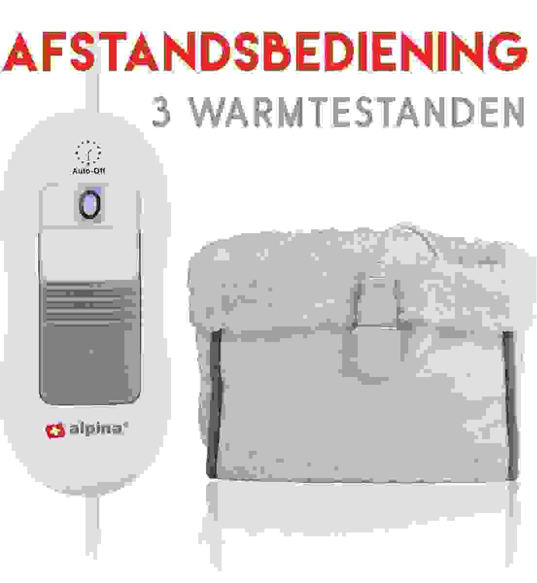 Alpina Elektrischer Fußwärmer - 3 Wärmestufen - waschbare Innenhülse - 100 Watt - Weiß
