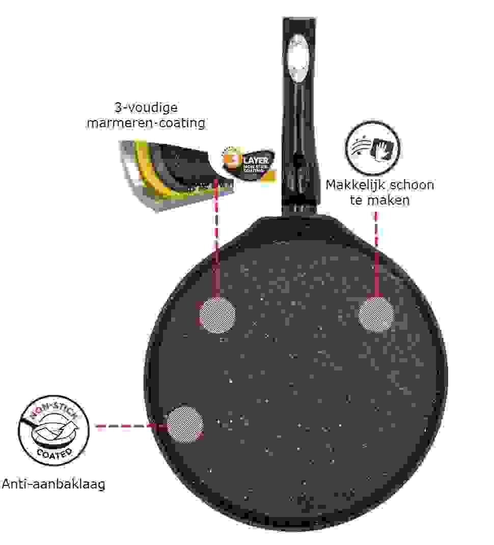 Antihaft-Pfannkuchenpfanne - Induktion Marmor - 28cm