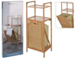 Bathroom Rack - Wäschekorb auf Rädern - Bambus - Schwarz - 38 x 32,5 x 89,5 cm