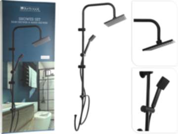 Bathroom Solutions Regenbrausegarnitur MIT Handbrause 150cm - Mattschwarz