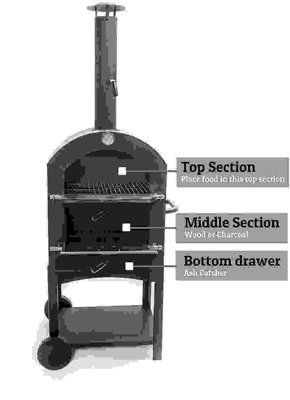BBQ mit Pizzaofen 68x48x156 cm