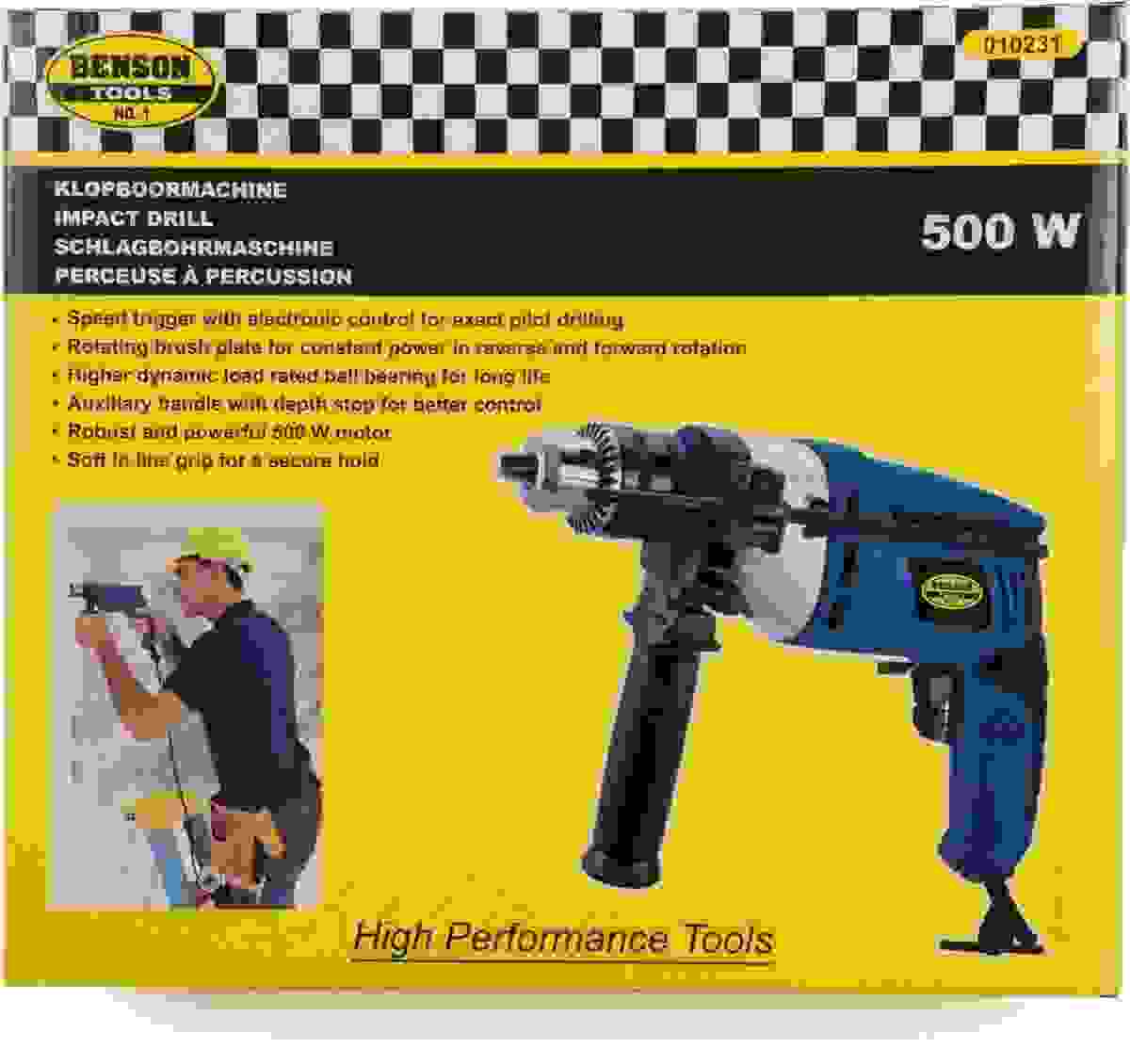 Benson Schlagbohrmaschine - 500W - 1,8m Kabel