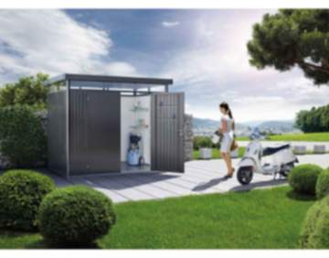 Biohort Gerätehaus HighLine Gr. H1, dunkelgrau-metallic, Doppeltür 1550x2750x2220 mm