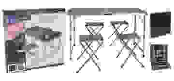 Campingset 5-teilig - Campingtisch mit 4 Klappstühlen - 120x60xH70cm - Grau