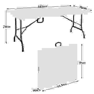 Cas Klapptisch | Campingtisch | Gartentisch | Klapptisch | weiß - Kunststoff 183 x 76 x 74 cm