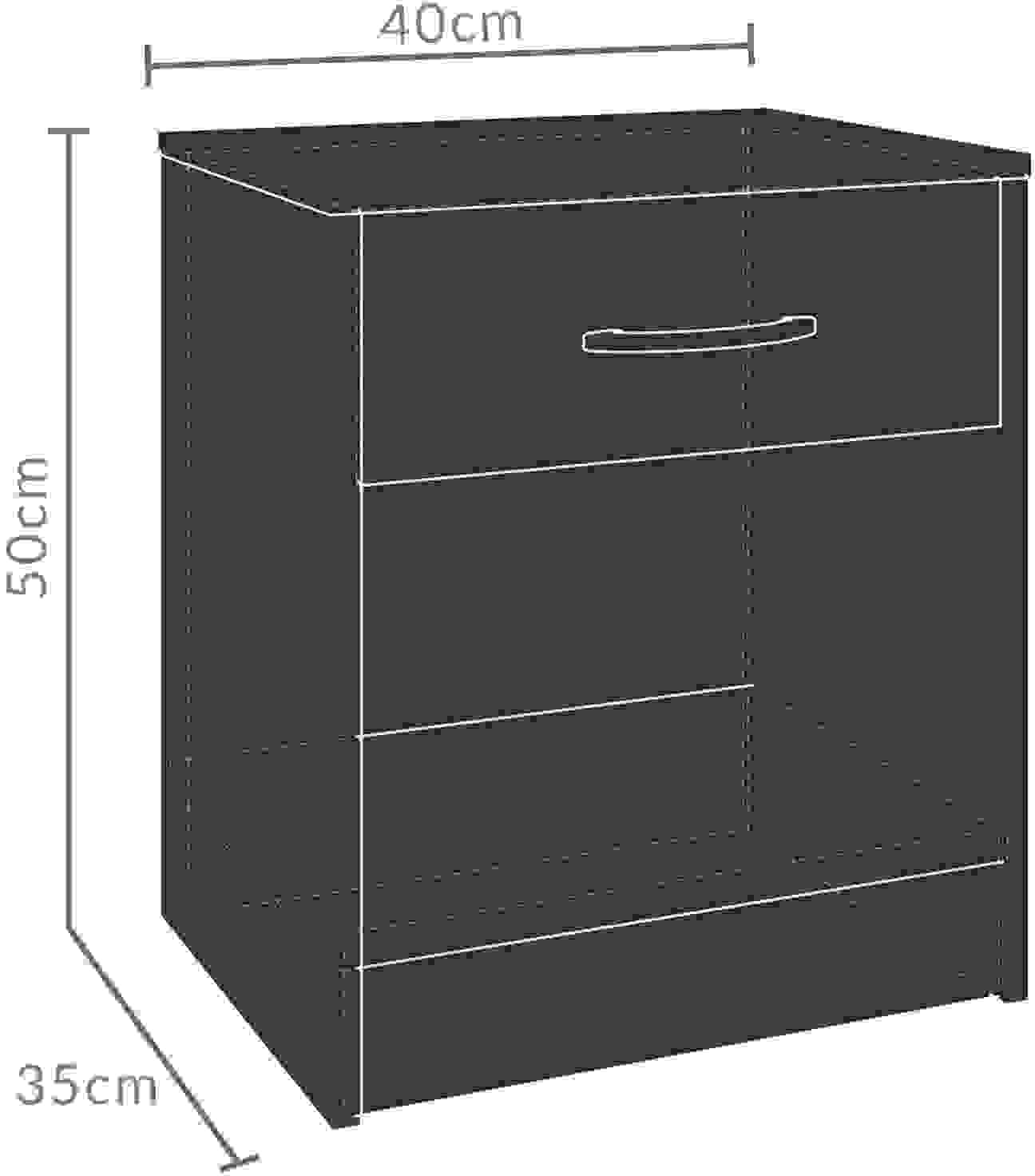 Casa Nachttisch inkl. Schublade - Braun-schwarz - 50x40x35 cm