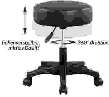 Casa Tabouret/ Bürohocker - drehbar und verstellbar - Schwarz