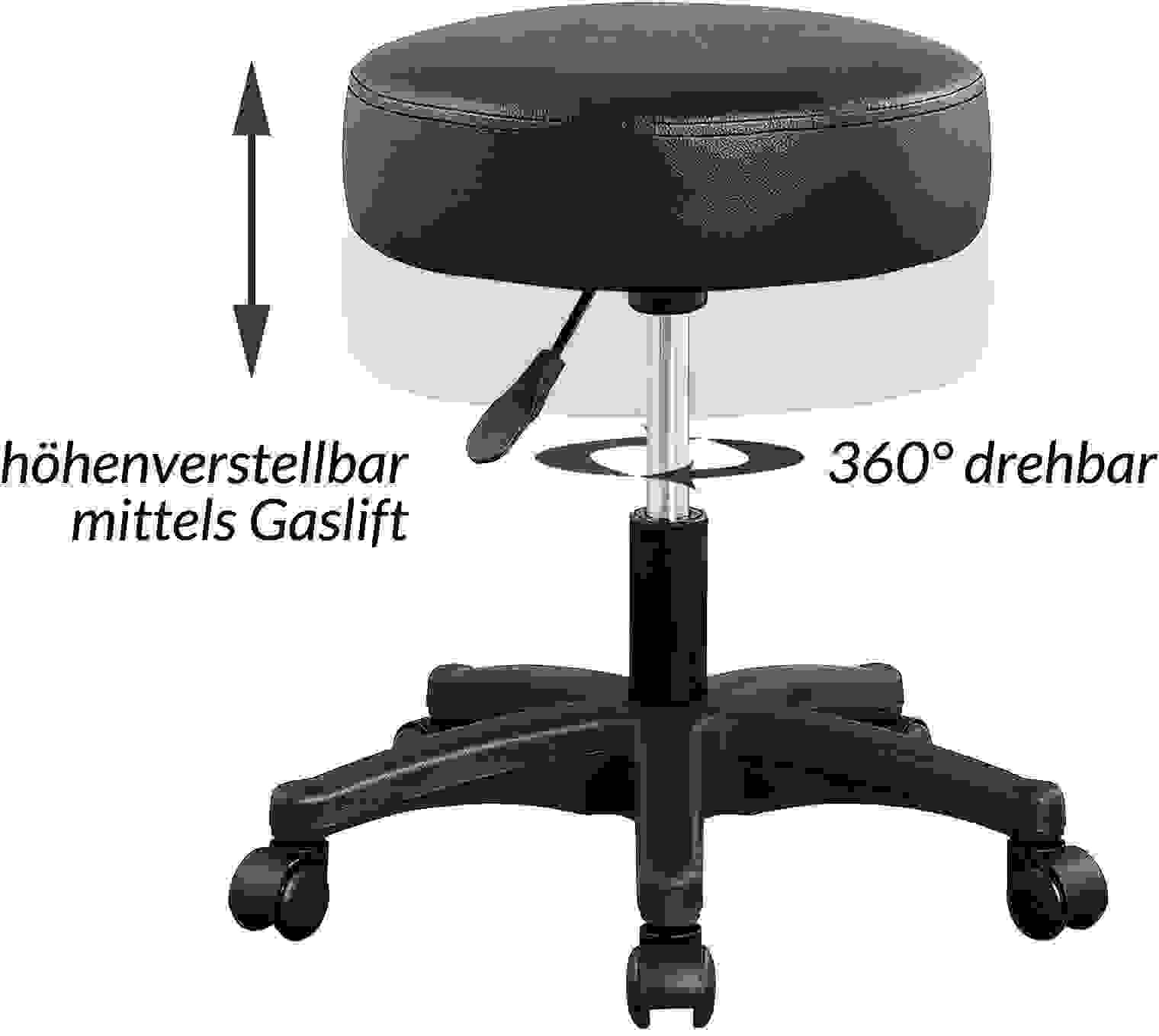 Casa Tabouret/ Bürohocker - drehbar und verstellbar - Schwarz