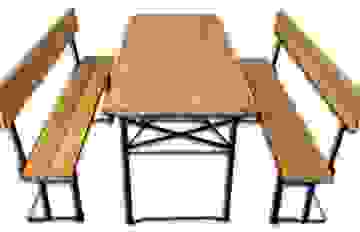 Casaa Bierbank Set 3-teilig mit Rückenlehne & extra breitem Tisch 70cm