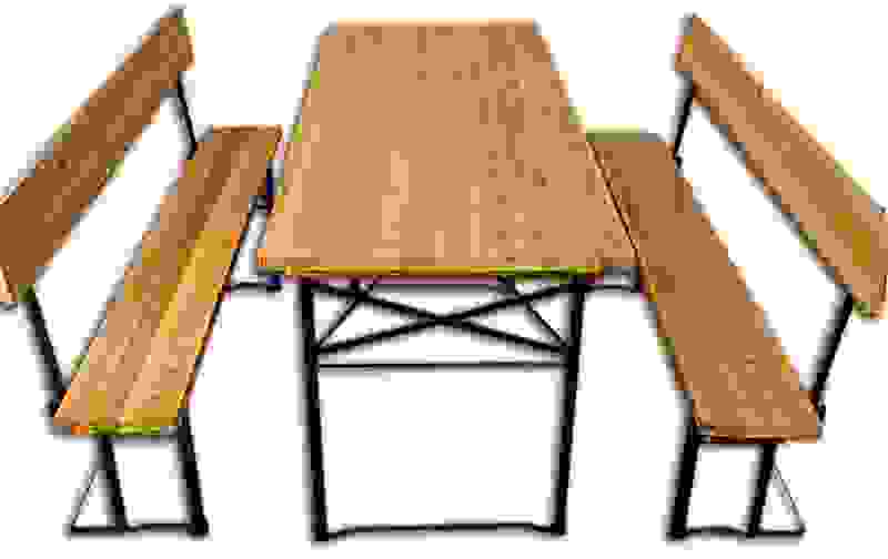 Casaa Bierbank Set 3-teilig mit Rückenlehne & extra breitem Tisch 70cm