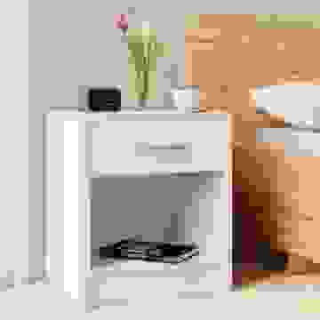Casaria Nachttisch mit Schublade in weiß (HxBxT) 50x40x35cm