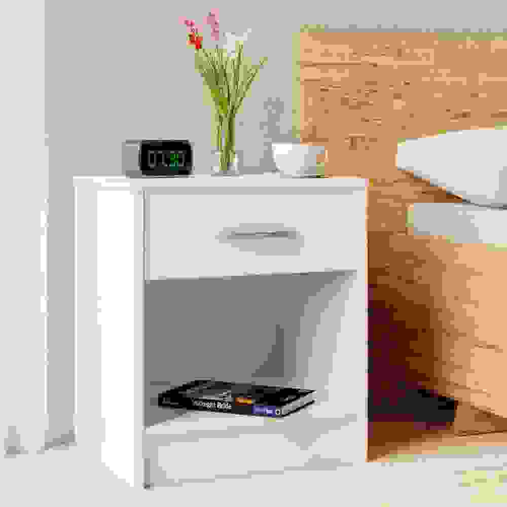 Casaria Nachttisch mit Schublade in weiß (HxBxT) 50x40x35cm