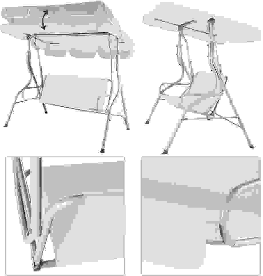 Casaria Swing Bank verstellbarer Schieberegler - creme