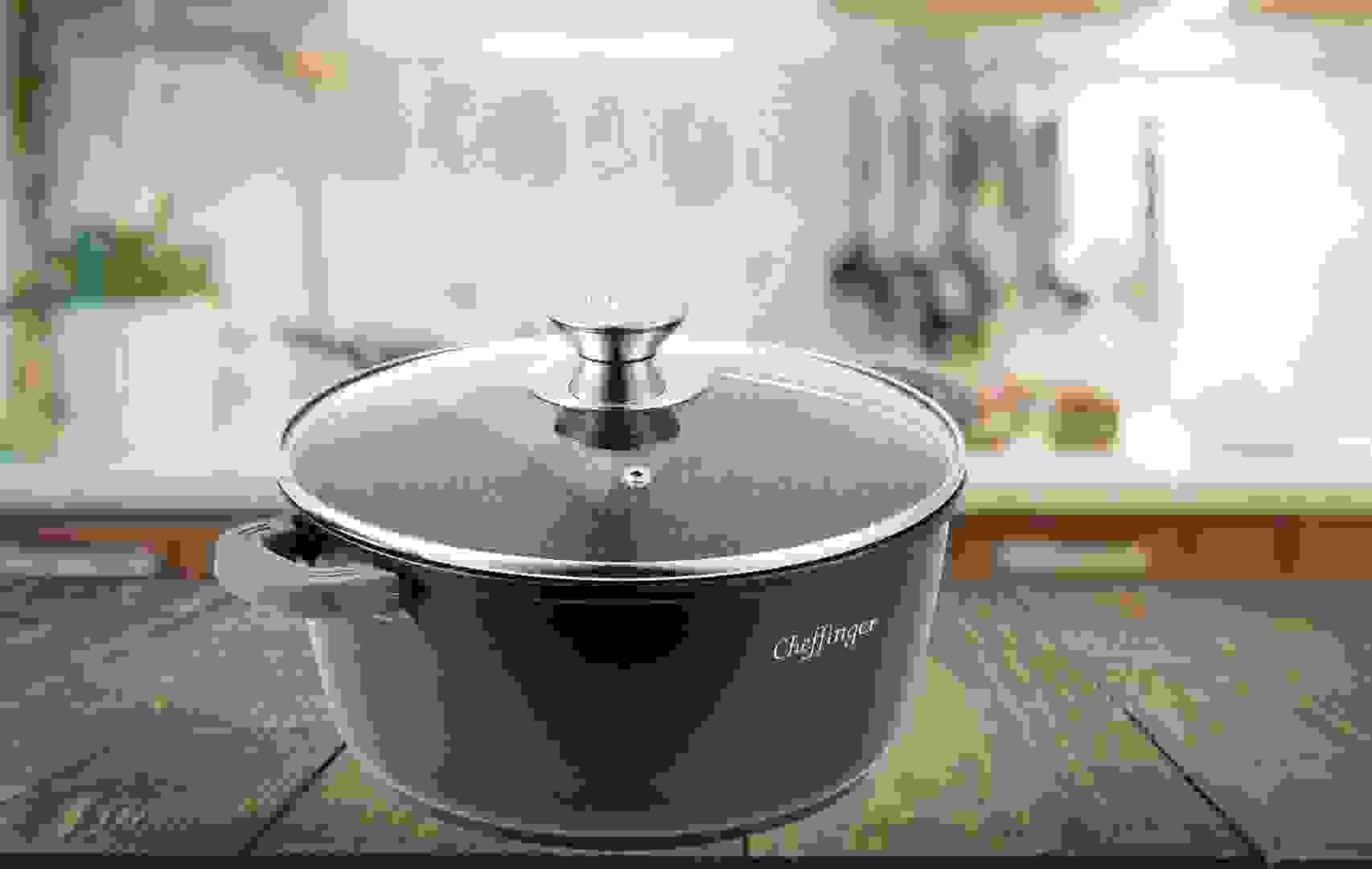 Cheffinger Kochtopf / Tiefer Topf mit Deckel -24cm - 4.4L