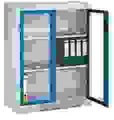 CP Stahlschrank 8531-055/1060-80 lichtgrau, lichtblau, Acrylglas 120,0 x 50,0 x 120,0 cm, aufgebaut