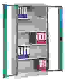CP Stahlschrank 8920-055/1040-80 lichtgrau, lichtblau, Acrylglas 93,0 x 40,0 x 195,0 cm, aufgebaut