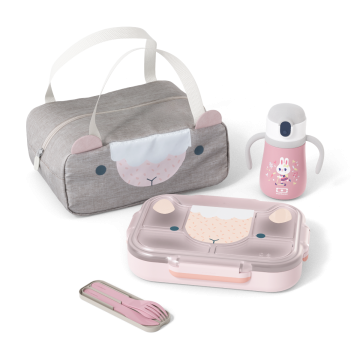 Das unterteilte Tablett für Kinder - monbento Set MB Wonder - Fortgeschrittener Erforscher rosa Sheep