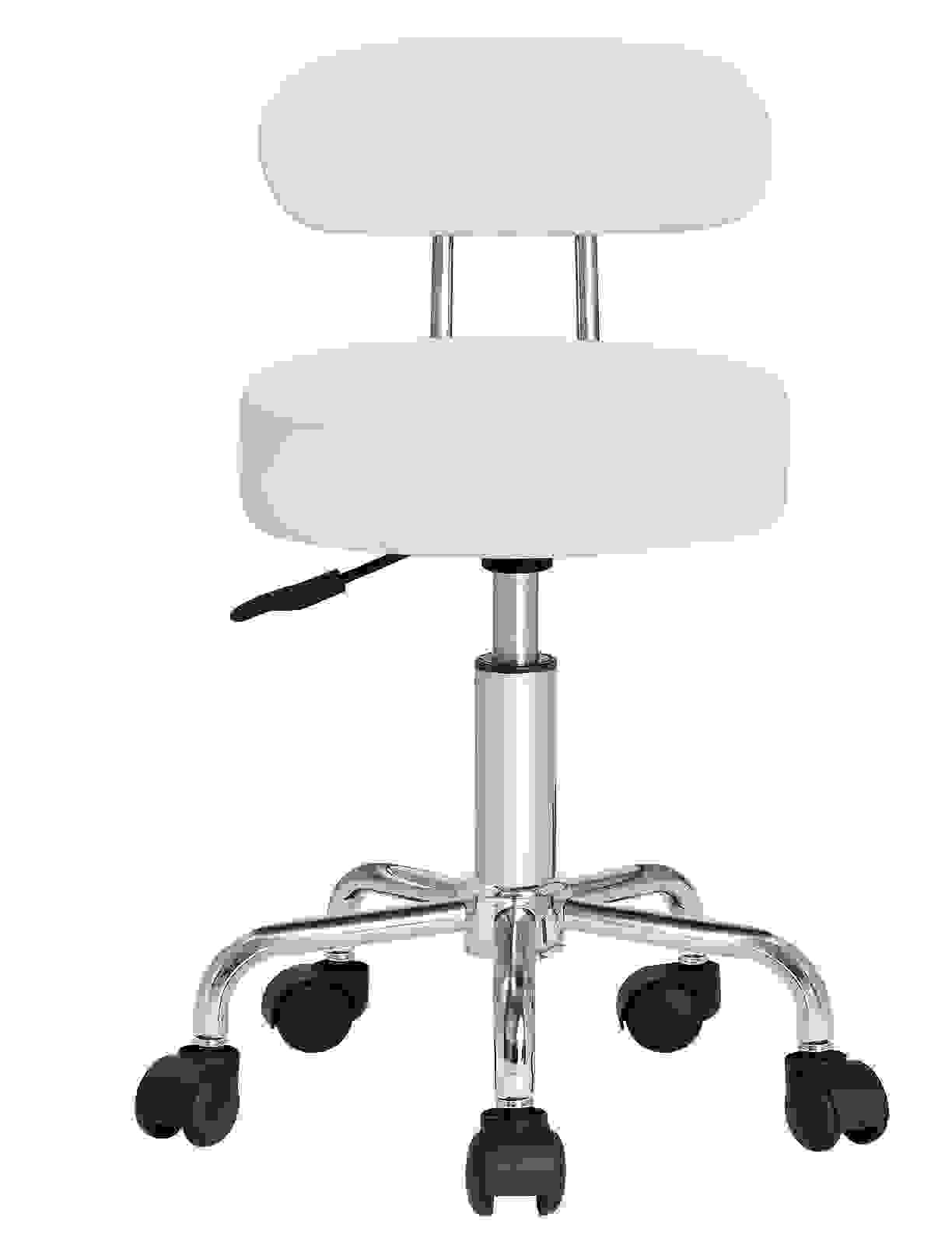 DBA Rollhocker weiß mit Rückenlehne