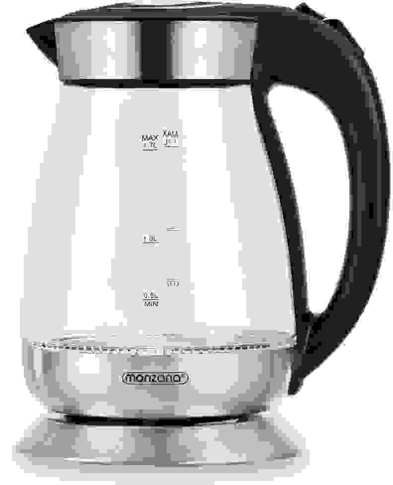 Deuba Wasserkocher Schwarz/Silberglas/Edelstahl 1.7L