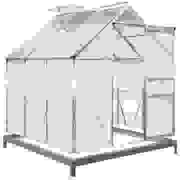 Deubois Aluminium-Gewächshaus 5,85 m³, mit Dachfenster, Regenrinne und Fundament