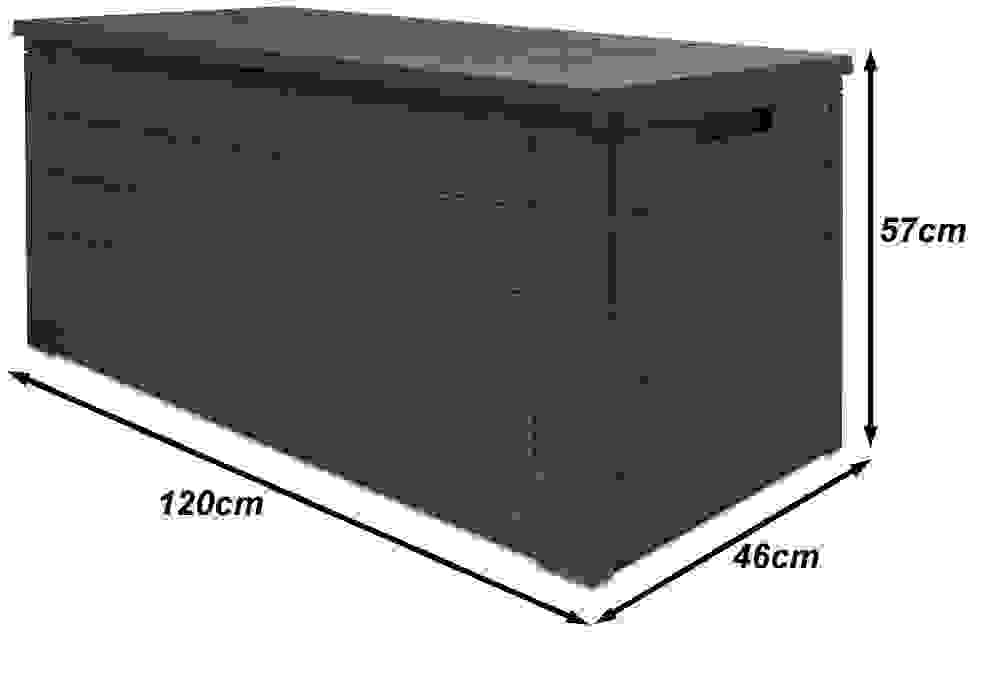 Deubois Aufbewahrungsbox anthrazit 120 x 46 x 57cm - Außenbereich - Geeignet für Terrasse, Balkon und Garten