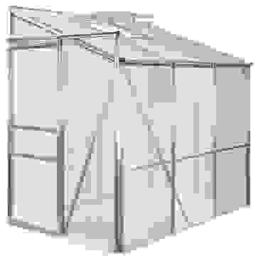 Deubois Gewächshaus mit Fundament / Aluminium Gewächshaus / Wandgewächshaus - mit Dachrinne - Schiebetüren - beweglich - 192 x 127 x 202cm