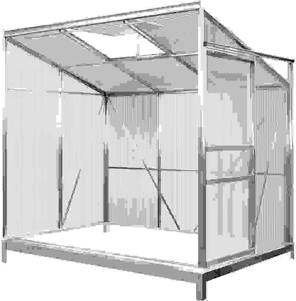 Deubois Gewächshaus mit Fundament / Aluminium Gewächshaus / Wandgewächshaus - mit Dachrinne - Schiebetüren - beweglich - 192 x 127 x 202cm