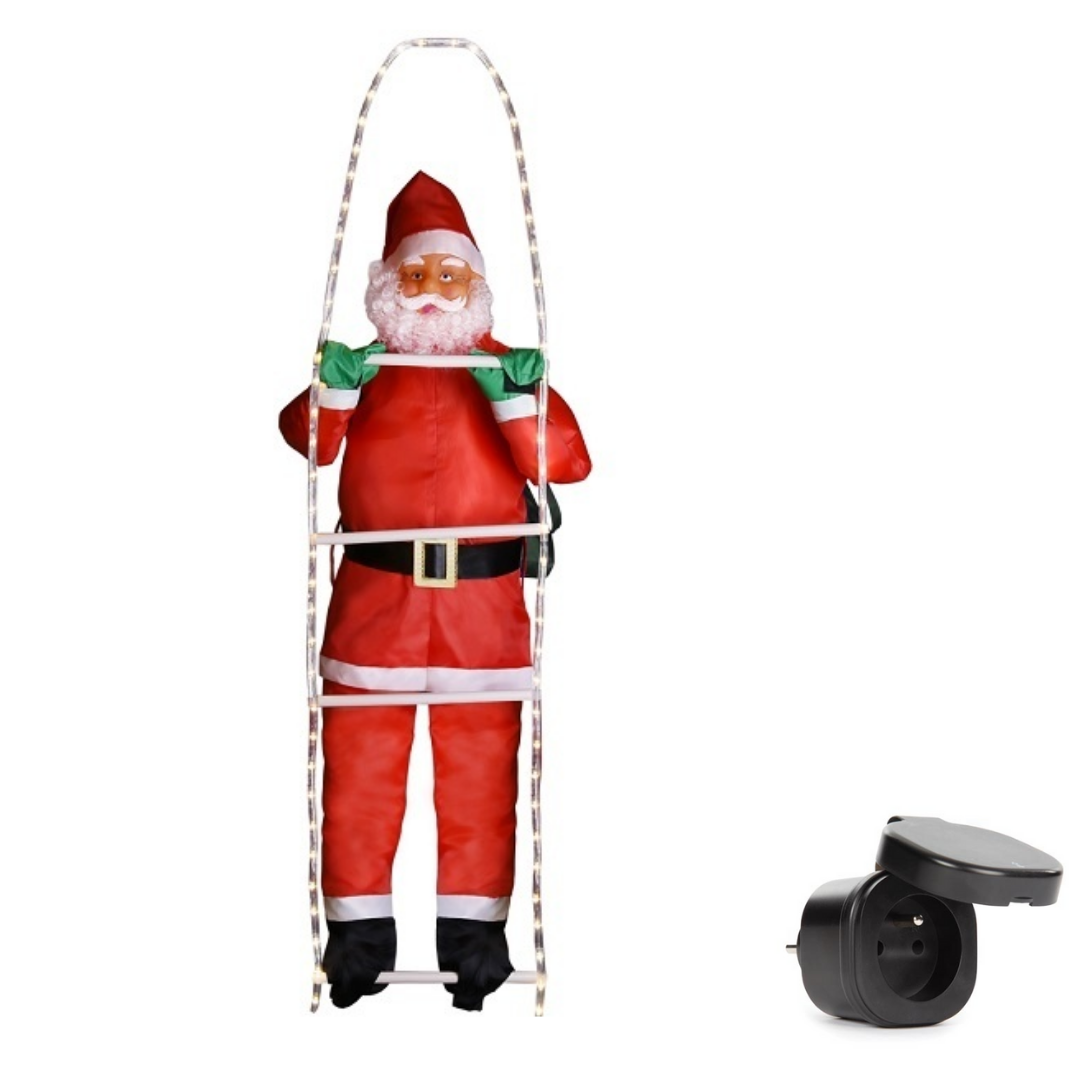 Deubois Weihnachtsmann auf Leiter 240cm MIT Lichtern und Perel Smart home Wifi plug- Android & IOS