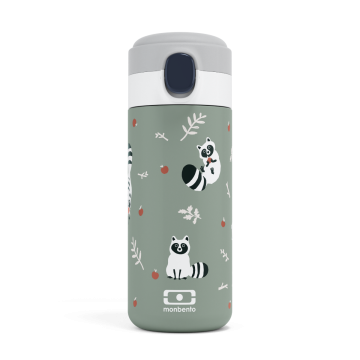 Die Kompakte isotherme Flasche - monbento MB Pop grün Raccoon