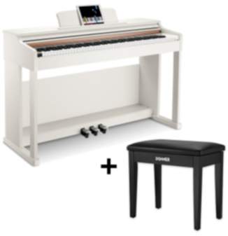 Donner DDP-100 Home Digitalpiano mit 88 Tasten Piano Keyboard Set - Weiß / Piano + Schwarzer Klavierhocker